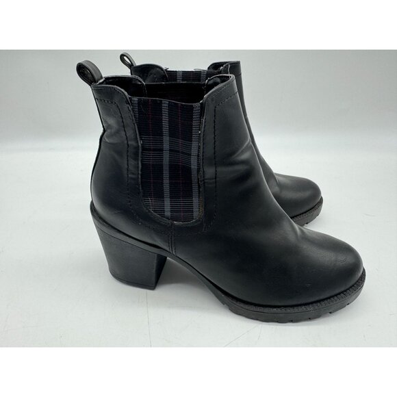 Zigi Soho Womens Heeled Y2K Ankle Boots Black Plaid Elastic Panel Pull On 7.5 - Picture 2 of 10